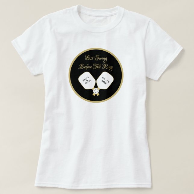 T-shirt Mariage de Pickleball Weend Activité Gold & White (Design devant)