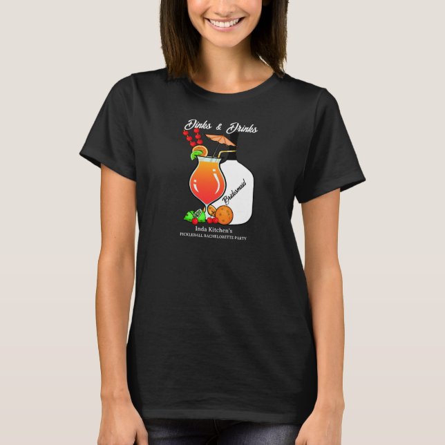 T-shirt Mariage Demoiselle d'Honneur Pickleball Bières & B (Devant)