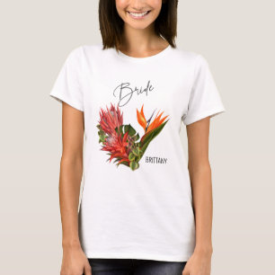 T-shirt Mariage floral de brise de calligraphie tropicale