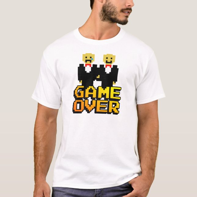 T-shirt Mariage "Game Over" (Gay, 8 bits) (Devant)