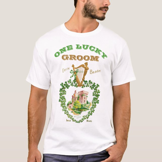 T-shirt Mariage irlandais Blarney Castle One Lucky Groom (Devant)