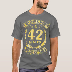 T-shirt Mariage Marié Golden 42 Anniversaire Pour Hu