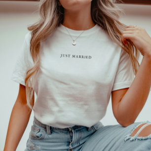 T-shirt Mariage minimaliste 'Just Married' noir et blanc