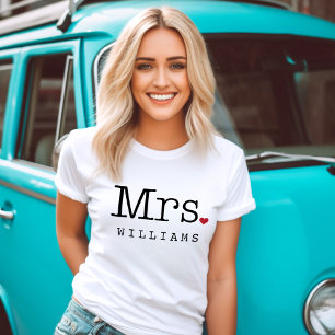 T-shirt Mariage Mme Monogramme Nom de Famille Cœur