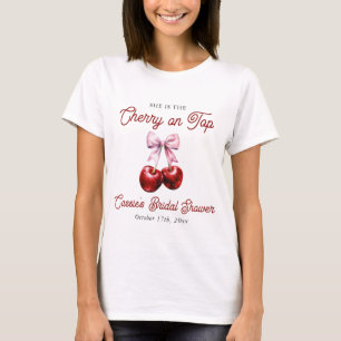 T-shirt Mariage Moderne Rose Cerise avec un Nœud Rose pour