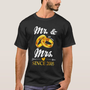 T-shirt Mariage Ring Marié M. & Mme depuis 2005 Couple 17