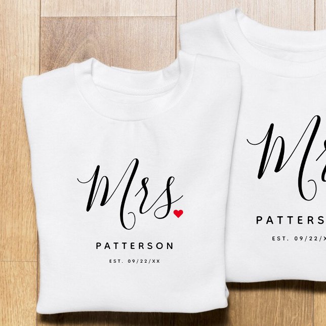T-shirt Mariage Stylé Mme Nom de Famille Personnalisé & Da (Créateur téléchargé)