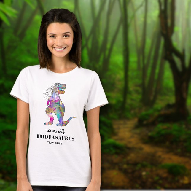 T-shirt Mariage Thème Dinosaure T Rex Mariée (Dinosaur wedding team bride tshirt with colorful T-Rex Brideasaurus )