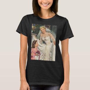 T-shirt Mariage Vintage, Mariée Rétro avec Fille aux Fleur