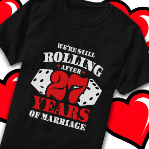 T-shirt Marié 27 Ans Rolling Funny 27e Anniversaire