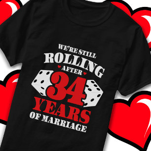 T-shirt Marié 34 Ans Rolling Funny 34e Anniversaire