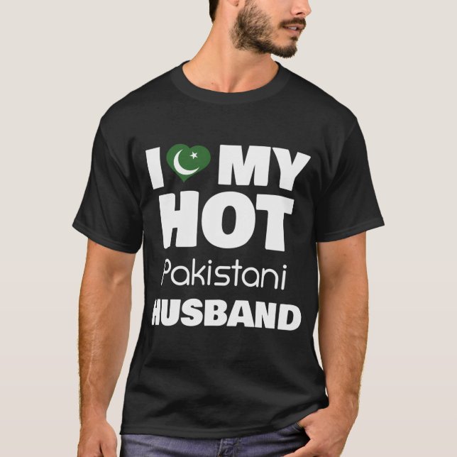 T-shirt Marié À Hot Pakistan, J'Aime Mon Hot Pakistani (Devant)