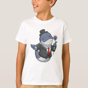 T-shirt Marié de mariage de baleine fleur