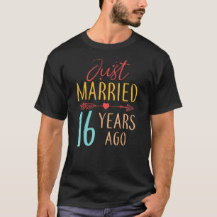 T-shirt Marié Il Y A 16 Ans Retro Couple 16th Annive