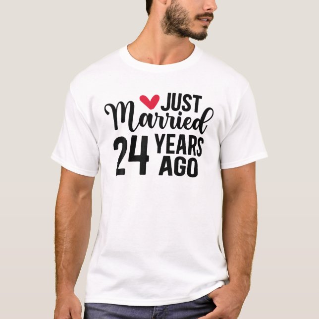 T-shirt Marié Il Y A 24 Ans À Jeter 24E Mariage Et (Devant)