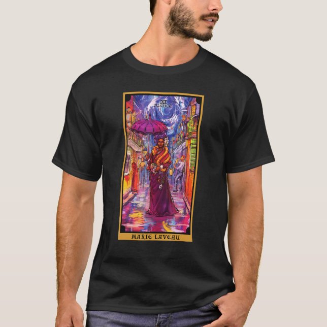T-shirt Marie Laveau Justice Tarot Card Voodoo Witch Nouve (Devant)