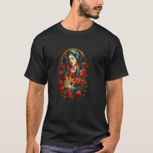 T-shirt Marie Mère de Dieu Cœur de Vierge Style Art Déco 