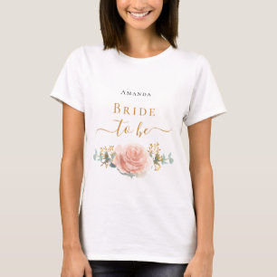 T-shirt Mariée à être rose or fleuri eucalyptus vert