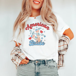 T-shirt Mariee Américaine Cowgirl de la Fête d'Indépendanc