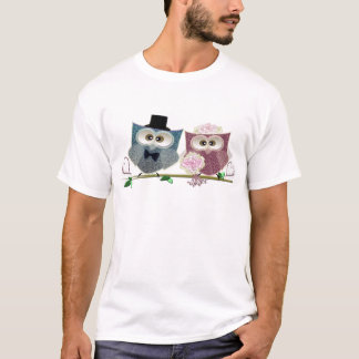 T-shirt Mariée et groom jolie Chouette Art