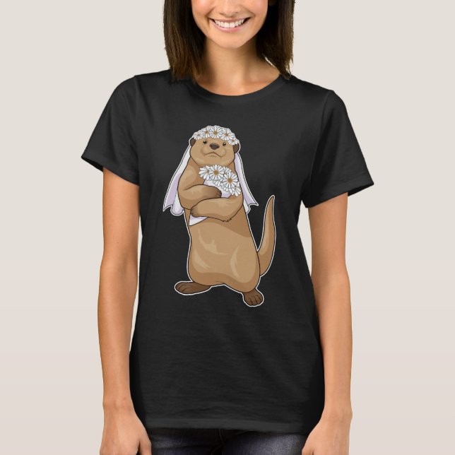 T-shirt Mariée loutre Fleur Mariage (Devant)