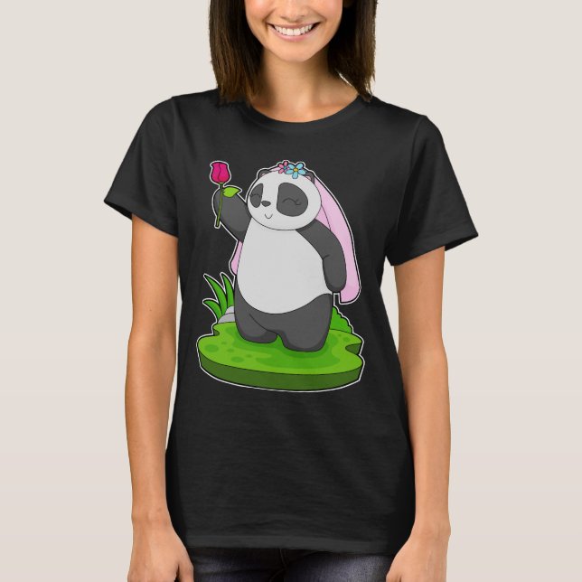 T-shirt Mariée Panda Rose Mariage (Devant)