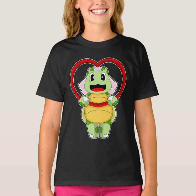 T-shirt Mariée Tortue Cœur Mariage (Devant)