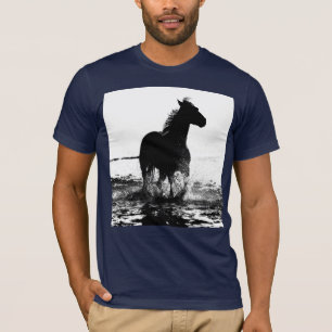 T-shirt Marine Bleu Élégant Moderne Cheval Pop Art