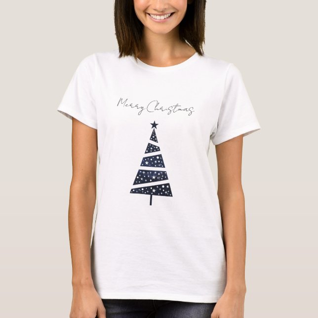 T-shirt Marine Joyeux sapin de Noël simple logo chemise (Devant)