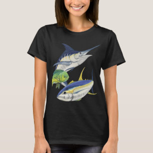 T-shirt Marlin bleu, thon et coryphène