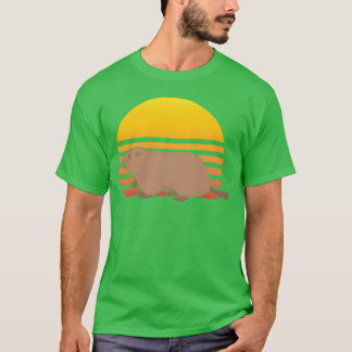 T-shirt Marmot Rétro Coucher de soleil Marmot Animal Soign