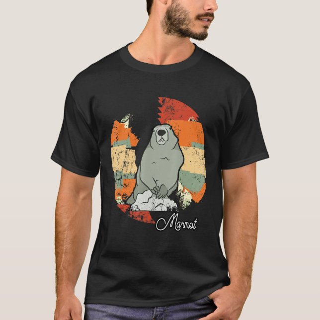 T-shirt Marmotte, Coucher De Soleil Animal Marmotte (Devant)