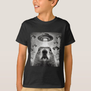 T-shirt Marmotte drôle selfie avec des ovnis extraterrestr