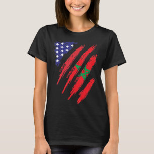 T-shirt Maroc Américain Drapeau Cultivé USA Patriot Hérita