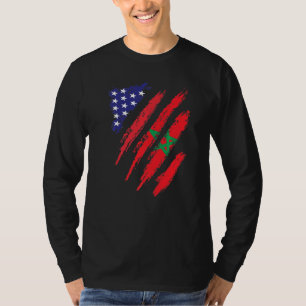 T-shirt Maroc Américain Drapeau Cultivé USA Patriot Hérita