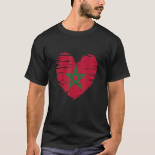 T-shirt Maroc Coeur Marocain Drapeau Marocain Fierté