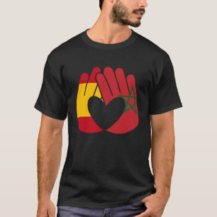 T-shirt Maroc Drapeau Espagne Drapeau Amitié Fraternité Ha