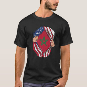 T-shirt Maroc Drapeau Fierté Amérique USA Drapeau Racines 