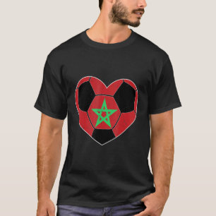 T-shirt maroc Football cœur drapeau Balle Drapeau 2022 foo