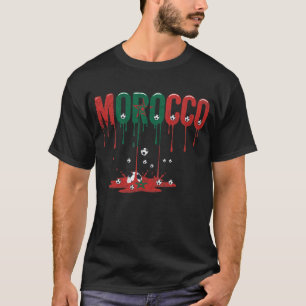 T-shirt Maroc Football Soccer Drapeau qui dégouline