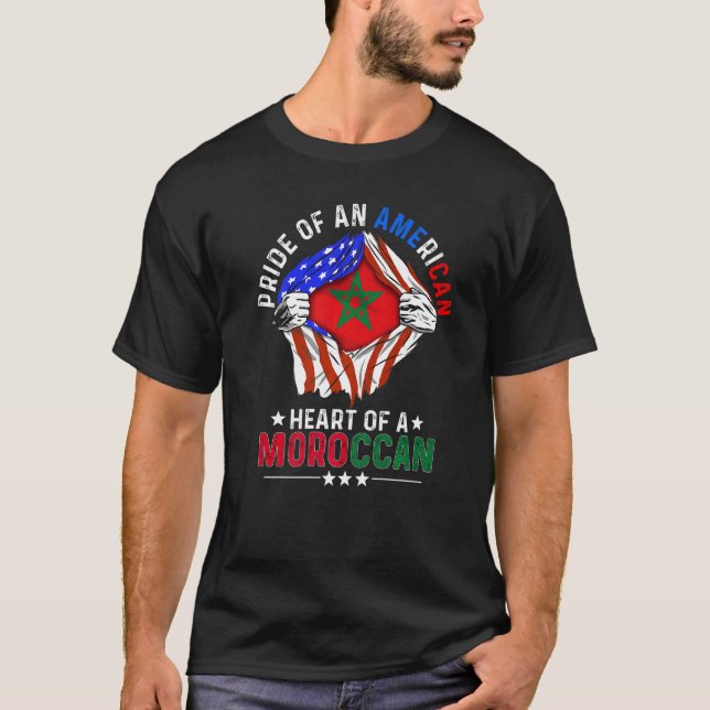 T-shirt Marocain Américain America Pride Pays Étrangers Mo (Devant)