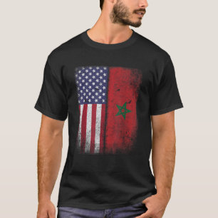 T-shirt Marocain Américain Drapeau Maroc Usa America Cadea