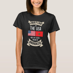 T-shirt Marocaine Drapeau US Je peux vivre aux Etats-Unis 
