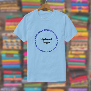 T-shirt Marque commerciale en Motif rond Texte sur bleu cl