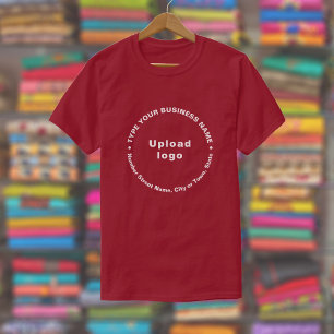 T-shirt Marque d'affaires en Motif rond Texte sur Maroon