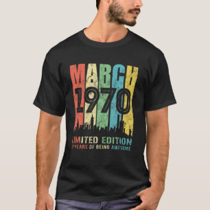 T-shirt Mars 1970 51Styear Old 1970 Cadeau d'anniversaire