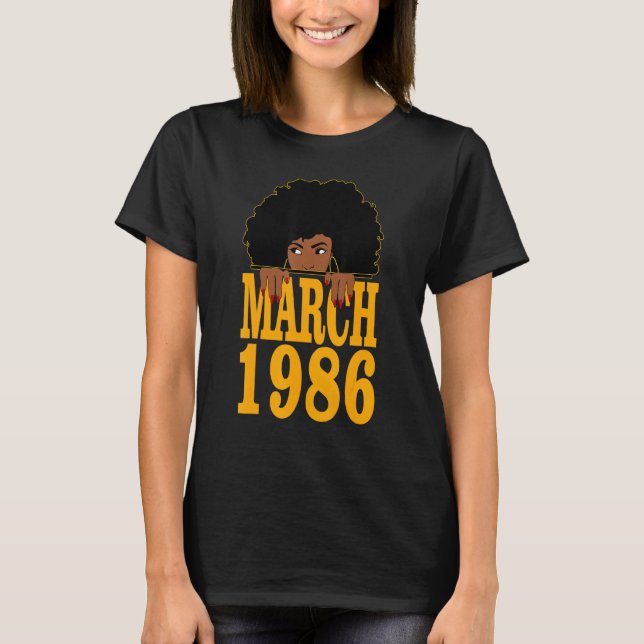T-shirt Mars 1986 36e anniversaire Femmes noires de 36 ans (Devant)