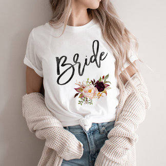 T-shirt Marsala burgundy Mariée florale