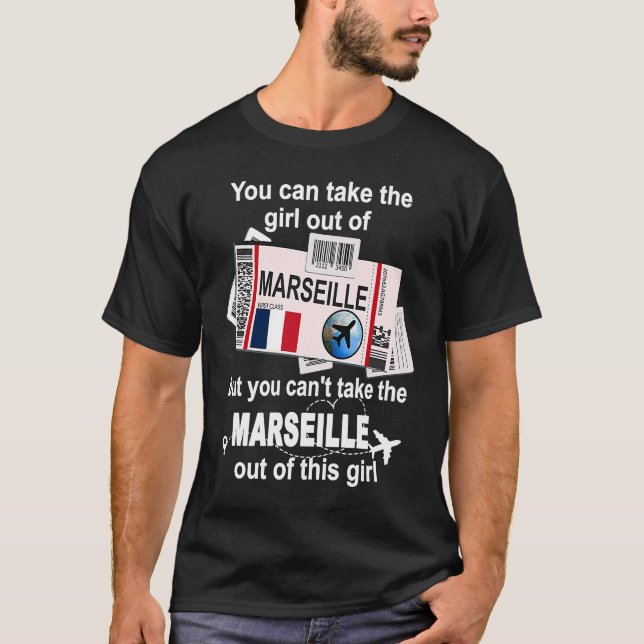 T-shirt Marseille Boarding Pass Marseille Girl Marseille (Devant)
