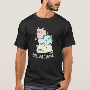 T-shirt Marsh-meow-low Funny Chat Marshmallow Pun Dark BG